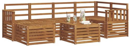 vidaXL 9-teiliges Sofaset, natürliches Akazienholz, massiv, modernes Möbel-Set für Garten und Terrasse, strapazierfähig, wetterfeste Sitze
