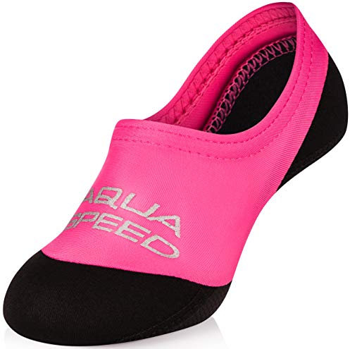 Aqua Speed Schwimmsocken Kinder | Water Socks für Kids | Neoprensocken für Mädchen | Anti-Rutsch Aquasocken Neopren | elastische Strandsocken | Swimming Pool | Pink; Gr. 28-29 | Neo