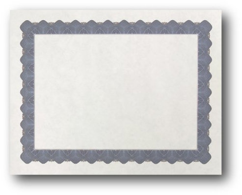 Metallic Border Parchment Certificate Paper - 250 Certificates - 8 1/2 x 11 - Premium Printable Blank Certificates (Blue)