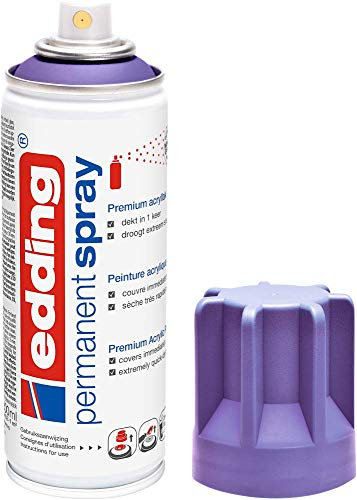 edding 5200 permanent spray - lilac matt - 200 ml - acrylic paint for painting and decorating glass, metal, wood, ceramic, plastic, canvas - aerosol spray, acrylic spray, paint spray