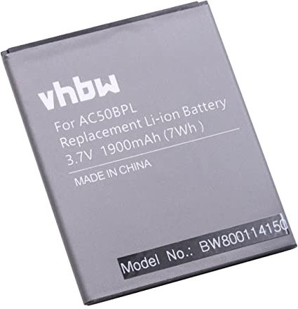 vhbw Batterie Remplacement pour Archos AC50BPL pour Smartphone (1900mAh, 3,7V, Li-ION)