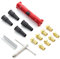 deleyCON SAT Set di Montaggio 15 Parti - 4x Gommino di Gomma 8x F-Plug Spelacavo Placcato oro F-Knob Aiuto al Risvolto Set di Installazione Chiave di Montaggio F