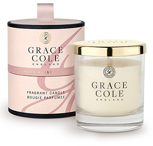 Grace Cole Vanilla Blush & Peony Candle, Luxurious Scent, up to 40 Hours of Burn Time, Vegan 200g