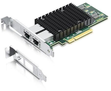 H!Fiber.com 10G NIC,Dual RJ45 Ports,Ethernet Netzwerk-Karte,10GbE CNA,SPEC Equal zu X540-T2,mit Intel X540 Controller,Unterstützung Windows Server/Linux/VMware (Nicht Unterstützung MAC)