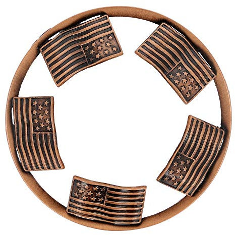 EXCLUSIVE Candle Topper/JAR Topper LID Patriotic Flags Brushed Copper