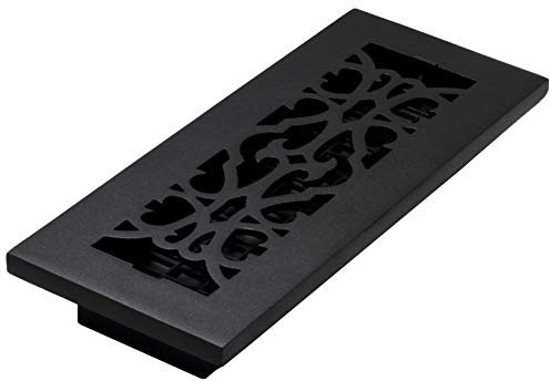 Decor Grates AC310-BLK - Registro de suelo victoriano, hierro fundido, negro, 3 x 10