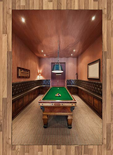 ABAKUHAUS Modern Teppich, Billardtisch Billard, Deko-Teppich Digitaldruck, Färben mit langfristigen Halt, 120 x 180 cm, Zimt Braun Grün