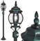 Außenleuchte Lentua m. Bewegungsmelder, Wegeleuchte in antikem Look, Aluguß in Schwarz/Grün mit Kunststoff-Scheiben, Stehleuchte 130 cm, Retro/Vintage Gartenlampe, E27-Fassung, IP44, ohne Leuchtmittel