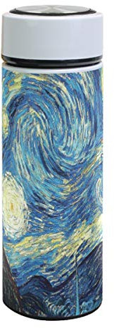 Van Gogh The Starry Night Bouteille d'eau isotherme en acier inoxydable à double paroi Bleu galaxie