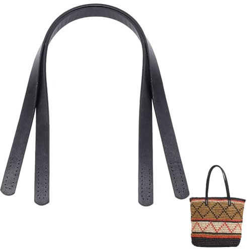 PandaHall 1 Paar (2 Stück) 23-Zoll-Leder Geldbörse Griffe Handtaschen Schultertasche Gurt Ersatz mit Alu-Verschlüssen für Geldbörsen Making Supplies, schwarz