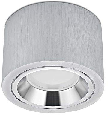 lambado® Flache LED Aufbauleuchte/Deckenstrahler Set inkl. 230V 5W Spots dimmbar - dezente Aufbaustrahler/Deckenspots (rund, alu gebürstet, starr)