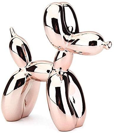 GYJZZW Dekoration Statue Skulptur Handwerk Harz Hund Ornament Ballon Hund Handwerk Skulptur Statue Geschenke Kuchen Home Decoration Party Dessert Desktop Ornament Dekor, Roségold