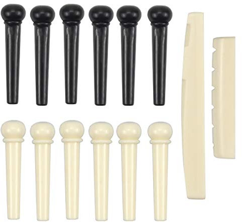 NATUCE Gitarre Brücke Pins, Gitarre Pins mit Knochen Gitarre Sattel und Compensated, Gitarre Bridge Sattel für Klassische und Akustik Gitarre