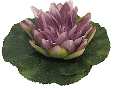 mucplants Künstliche Lotusblume Kleine Seerose Lavendel Schwimmend 18cm Kunstblumen Teich Deko