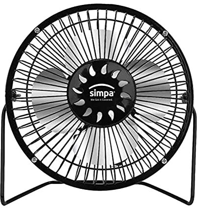 6 Single Speed Black Portable USB Desk Fan, Tilt Adjustable Head, Quiet 2.5W Operation with 1.2m Cord Length - Suitable for Home or Office Use.