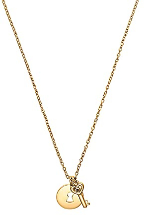 s.Oliver Kette mit Anhänger 925 Sterling Silber Damen Halsschmuck, 42+3 cm, Gold, Schlüssel, Kommt in Schmuck Geschenk Box, 2032602
