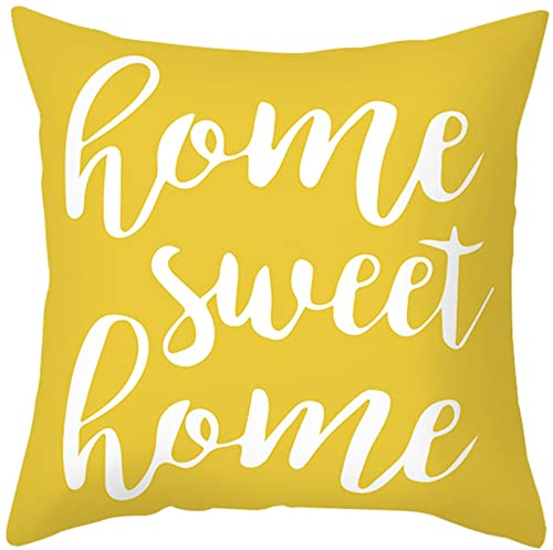 Homxi 45x45cm Dekokissen Christmas,Home Sweet Home Kissenhülle Weihnachten Gelb Weiß