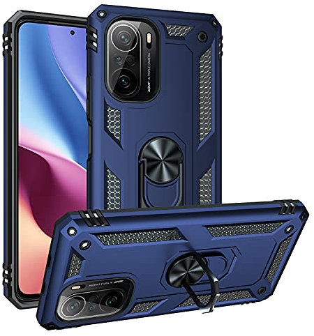 Max Power Digital Cover per Xiaomi Poco F3 / Mi 11i con Girevole Anello 360 Gradi Custodia Magnetica Antiurto Rigida Resistente Protettiva Case Bumper Ring (Xiaomi Poco F3 / Mi 11i, Blu)