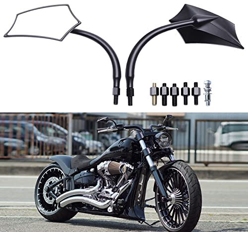 Schwarz Motorrad Spiegel 10 mm 8 mm Rückspiegel motorrad für Road King Street Glide Softail Electra Glide Road Glide Dyna Softail 1982-2018 2019 2020 2021. (Schwarz)