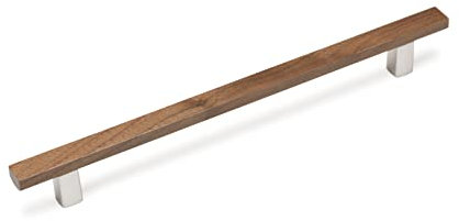 Gedotec Möbelgriffe Aluminium und Holz | 1 Stück - Falttüren-griffe Möbel | Länge: 220 mm | ARA | Eiche - Edelstahl Optik - minimalistisch | Schrankgriffe - Schubladengriffe - Küchengriffe - Türgriffe