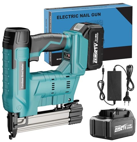 Yofuly Sparachiodi a Batteria Compatibile con Makita 18V 21V Batteria, 1 x4000mAh Batteria e Caricabatteria 3000 chiodi Pistola Graffatrice Elettrica per Legno DIY Tappezzeria Falegnameria