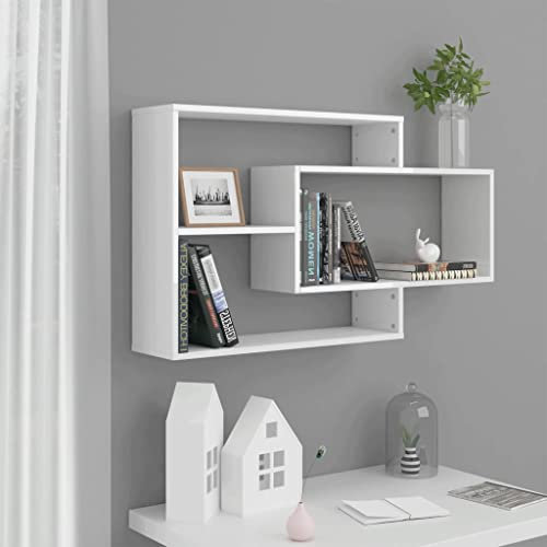 INLIFE Wandregale Hochglanz-Weiß 104x20x58,5 cm Holzwerkstoff