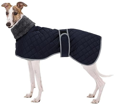 Geyecete Winter Windhunde Mantel,Warm Hundejacke mit Fleecefutter,wasserdicht,Winddicht,Verstellbarer,Hunde Pullover fur Wandern,Klettern,für Windhunde/Whippet/Lurcher-Blau-XXL