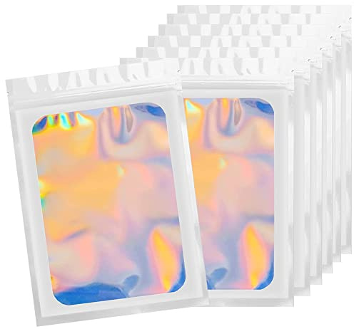 Volsha 8x13cm 100 Grip Foil Ziplock Bags,White Small Clear Plastic Bags, Resealable Storage Pouches, Poly Zip Lock Perfect Kitchen Storage, Jewellery, Diamond Painting, Cookies and Sweets