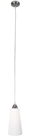Pendelleuchte Nickelmatt Pendellampe 1xE27 Hängelampe höhenverstellbar 140cm Glasschirm weiß gebürstet Ø15cm
