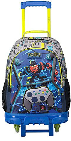TOTTO Mochila Escolar con Ruedas Grande de Videojuegos - Monark TAMAÑO Mediano