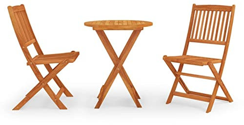 Homgoday 3-TLG. Garten Essgruppe Sitzgruppe Gartenmöbel Gartengarnitur Sitzgarnitur Essgruppe Gartentisch Gartenstuhl Terrassemöbel Klappbar Massivholz Eukalyptus