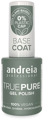 Andreia Professional Hema Free Gel Polish - TRUE PURE 21 Free and 100% Vegan for Sensitive Nails - Semi-Permanent UV LED Soak Off Gel Nail Varnish - Base Coat 10.5ml