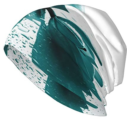 Farbe Octopus Print Strickmütze Beanie Cap Warme Mütze Slouchy Hüte Hüte Hüte für Männer Frauen, Blaugrüne Lilie, One size