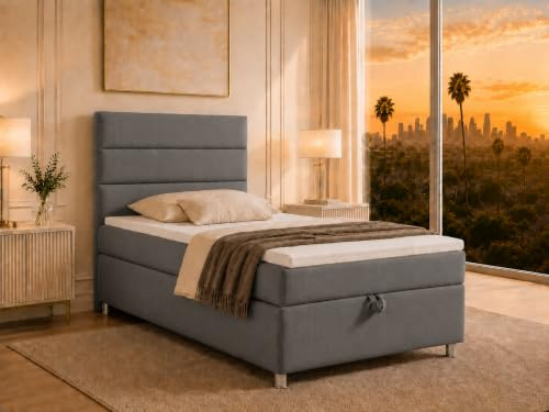 Best For Home Boxspringbett Trinity k-2 mit 7-Zonen Bonell-Federkernmatratze | Boxspringbett 70x200 | Boxsprintbett mit Matratze Und Stauraum | Polsterbett 70x200 - Lieferung bis Bordsteinkante