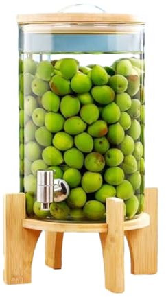 LYXXW Distributeur de Boissons en Verre avec Support et Robinet, Distributeur de Boissons en Tonneau, Distributeur de Boissons en Verre, Distributeur de Boissons en Bocal Mason,10L