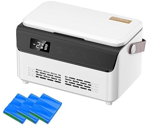 Yopyuenn Insulin Kühlbox, Mini Medikamente Kühlschrank Tragbare Medizin Kühlschrank Intelligente Temperaturkontrolle LCD Bildschirm, Zuhause Medizinische Kühltasche für Auto, Reisen,mit 3 Batterien