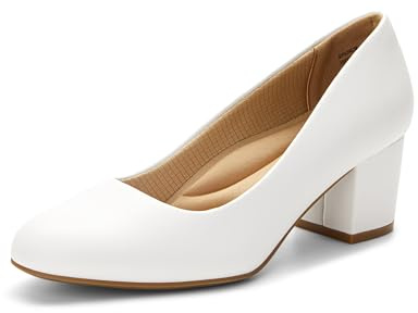 DREAM PAIRS Escarpins Femme Confortables Bloc,Size 43,Blanc-PU