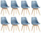DEYARNA HOME Lot de 8 Chaises de Salle à Manger Modernes, Chaises Rembourrées Confortables pour la Salle à Manger, Chaises de Cuisine Scandinaves avec Pieds en Bois de Hêtre (Bleu Foncé)