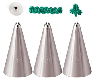 #16 Piping Tip, Small Star Cake Decorating Tip for Shells, Rosettes, 3 Pcs