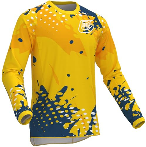 HULG Herren-Mountainbike-Trikot, Herren-Radtrikot, Motocross, Downhill-Trikot, Schnell Trocknend Und Atmungsaktiv, Geeignet Für MTB/BMX/Cross-Country-Motorräder Und Andere Sportarten (Style-04,XL)