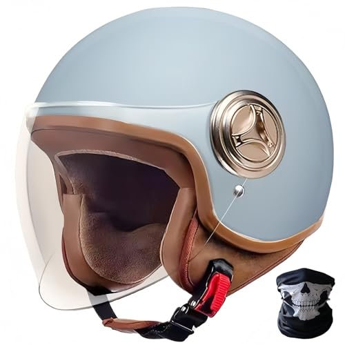 STRTG 3/4 Retro-Motorradhelm,Rollerhelm Mit Visier,ECE-Zugelassener Retro-Jet-Helm Für Damen Und Herren,Moped,Motorrad Für Vespa, ATV, Moped 1