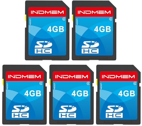 INDMEM SD Card 4GB SDHC Class 4 Flash Memory Card 4 GB Camera Cards 5 Packs