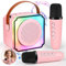 Karaoke Infantil 2 Microfonos Inalambricos Karaoke Máquinas de Karaoke Bluetooth para Niños Adultos Portátil Altavoz de Karaoke con Luces LED Regalo Ideal para Boda Fiesta Cumpleaños (Rosa)