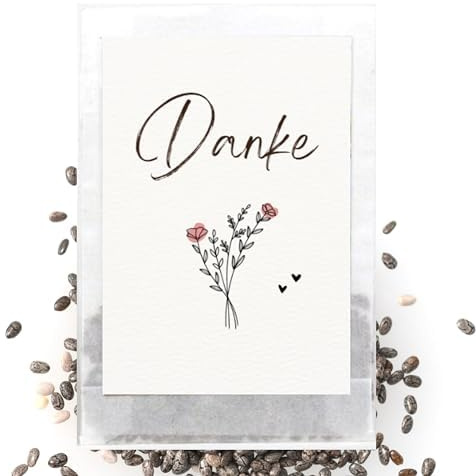 Briefzauber Blumensamen Danke - Verschiedene Varianten | Dankeschön Geschenke/Abschiedsgeschenk | Kleinigkeit für Kollegen, Kindergarten, Freunde, Gäste, Kindergeburtstag (50 Stück - Danke Blumen)