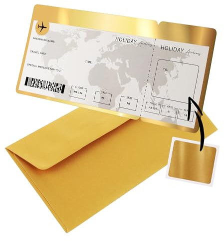 CraftWerk Flugticket mit Rubbelfläche - Personalisierbare Flugticket für Frauen, Freund oder Freundin - Boarding Pass als Geschenk Verpackung für Reise und Urlaub