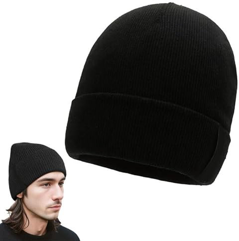 Celiodd Strickmützen Wollmütze Mütze Herren Großer Kopf Fleece Fütterung Wintermütze Strickmütze Wollmütze Strickmützen für Damen Übergroße Winter Warme Knit Cuffed Geeignet zum Warmhalten im Winter