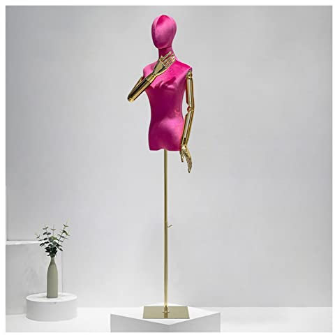OLSKFUH Weibliche Schneiderpuppe, Torsokörper, Höhenverstellbar, 53-77 Zoll, Schneiderpuppe, Torso Mit Abnehmbaren Galvanisierten Armen Für Die Präsentation Von Kleiderschmuck, W,Light Pink-Small