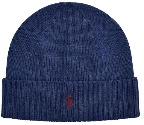 Ralph Lauren Strickmütze Mütze Beanie Hat Wolle Blau Navy One Size