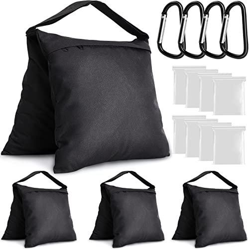 4 Stück Sandsäcke, 59cm*27cm Gewichtssack für Lichtstative Foto- und Videoausrüstung Gewichtssäcke, Maximale Belastung 9kg, Schwarz Sandsack Beschwerung für Reflektoren, Softboxen und Fotostudio