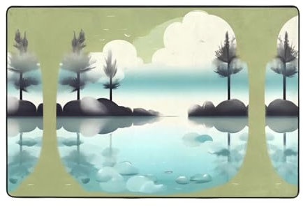 WZYWHJ Tranquil Lakes Prints rutschfeste Bodenmatte, Teppich, 183 x 122 cm, für Wohnzimmer, Büro, Couchtisch, Bett, Balkon